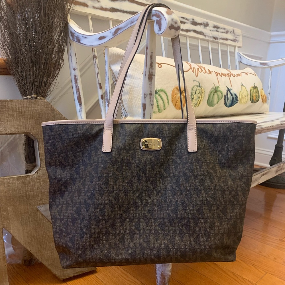 Michael Kors signature brown large tote bag
